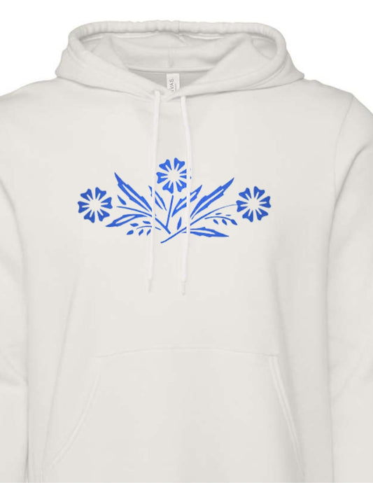 APPAREL - Hooded Sweatshirt - Vintage Blue Cornflower Pattern
