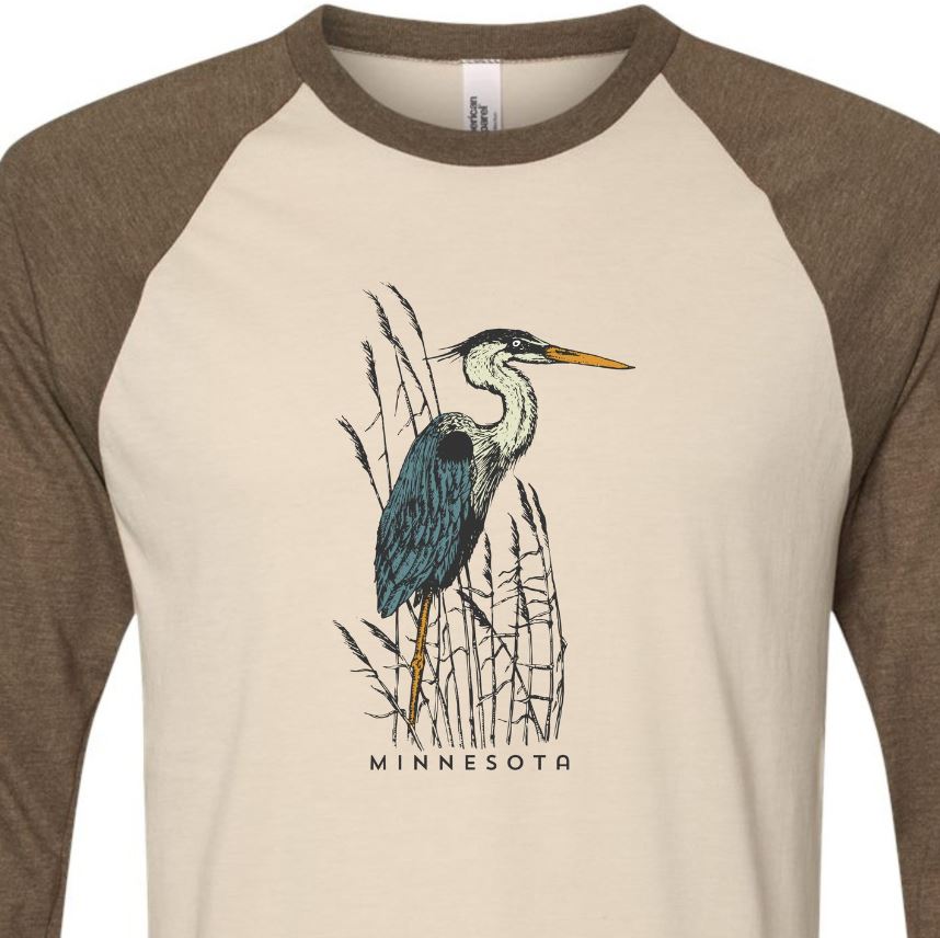 T shirt- Great Blue Heron Minnesota 3/4 Tee