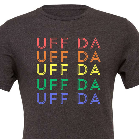 APPAREL - T shirt - Retro Rainbow Uff Da