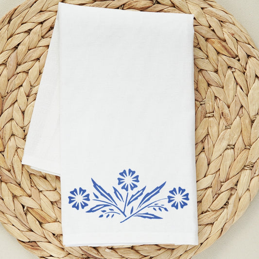 Kitchen Towel - Vintage Blue Cornflower Pattern