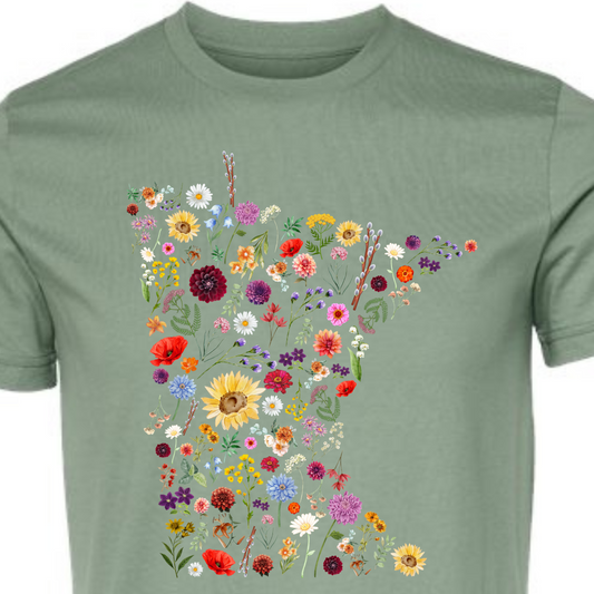 APPAREL - T shirt  - Minnesota Flowers (Sage Green)